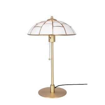 Witrażowa lampa stołowa art deco Ombrello złota